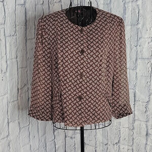 CYNTHIA HOWIE Silk Lightweight Abstract Brown‎ and Tan Short Jacket Size 10
